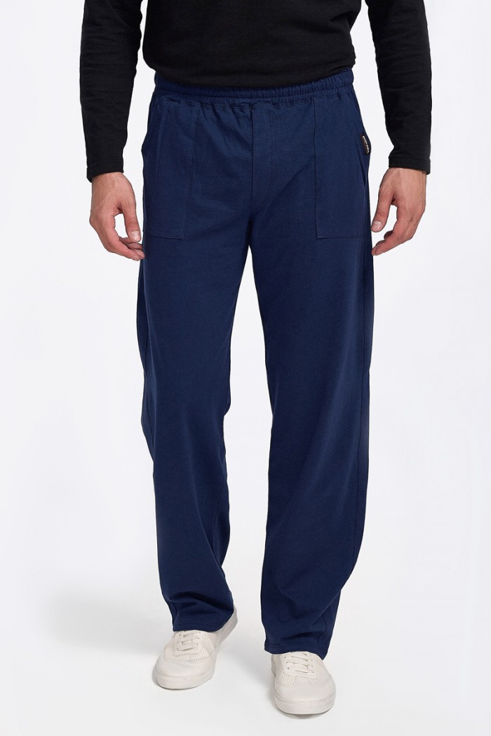 Men's Trousers BODY MOVE Slim Spring Trousers Blue Dark Blue