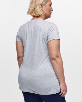 Damen T-Shirt mit V in Grau Farbe