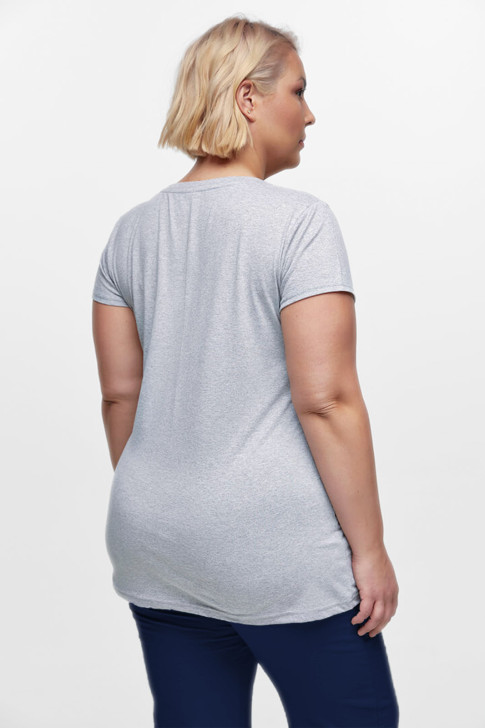 Damen T-Shirt mit V in Grau Farbe