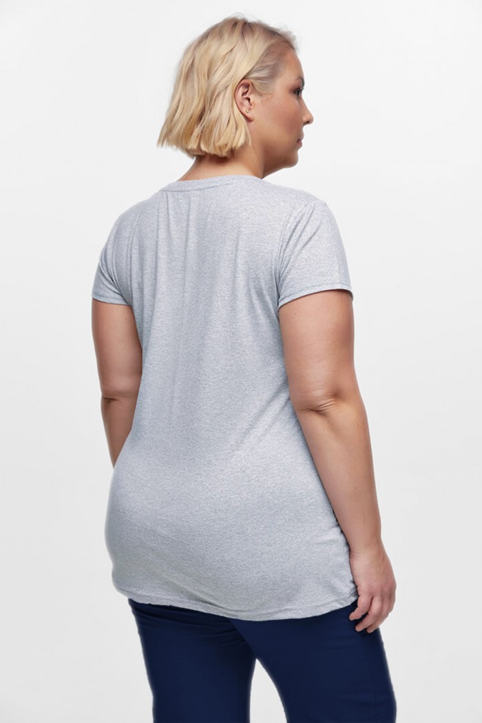 Women's T-Shirt with V in Grey Color