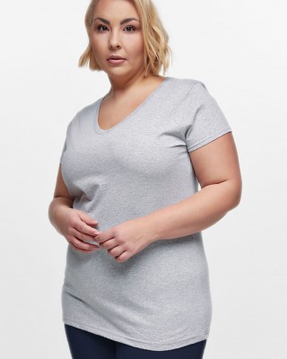 Damen T-Shirt mit V in Grau Farbe