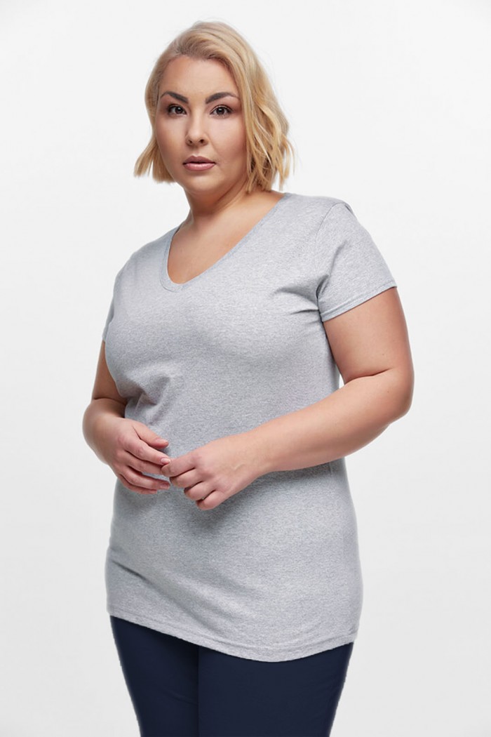 Women's T-Shirt with V in Grey Color