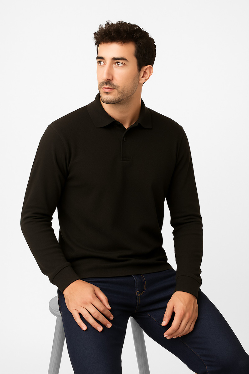 PICNIC TOP WITH LONG SLEEVE COLLAR BODY MOVE 728 BLACK