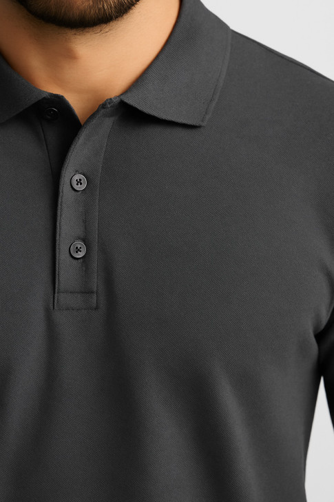PICNIC TOP WITH LONG SLEEVE COLLAR BODY MOVE 728 ANTHRACITE