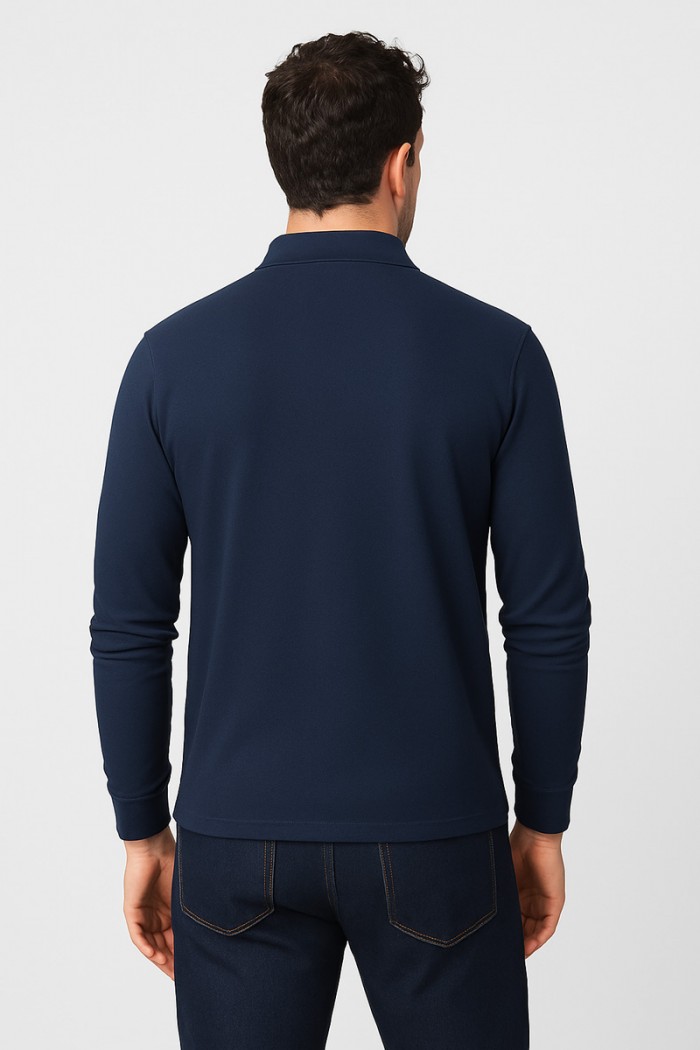 PICNIC TOP WITH LONG SLEEVE COLLAR BODY MOVE 728 NAVY