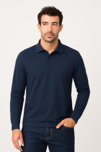PICNIC TOP WITH LONG SLEEVE COLLAR BODY MOVE 728 NAVY