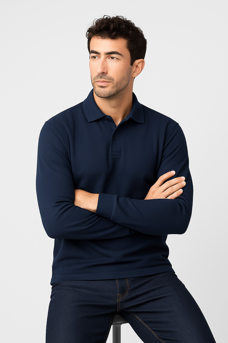 PICNIC TOP WITH LONG SLEEVE COLLAR BODY MOVE 728 NAVY PICNIC TOP WITH LONG SLEEVE COLLAR BODY MOVE 728 NAVY