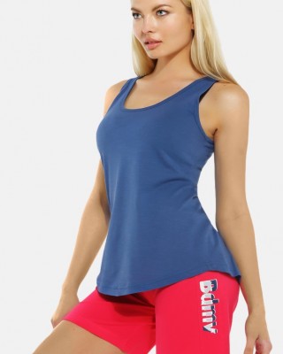 Damen BODY MOVE Bluse 893 Blau Ruffle