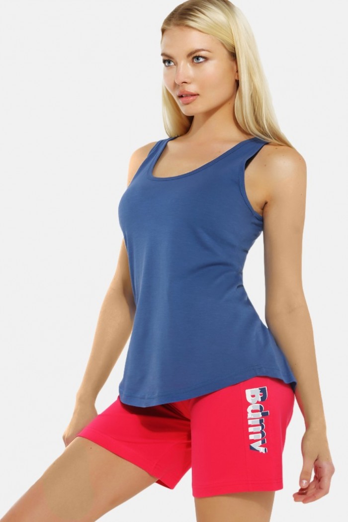 Women's BODY MOVE Blouse 893 Blue Ruffle