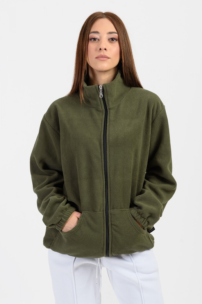 UNISEX Fleece cardigan BODY MOVE Jacket BODY MOVE HAKI 575