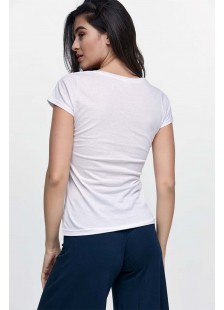 Womens T-Shirt with V in White Color Womens T-Shirt with V in White Color