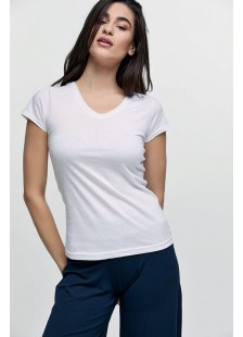 Womens T-Shirt with V in White Color Womens T-Shirt with V in White Color