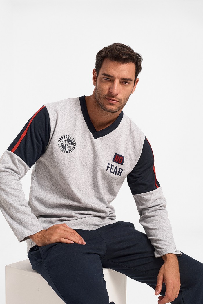 Herren Winterpyjama Bonne Nuit No Fear Grau