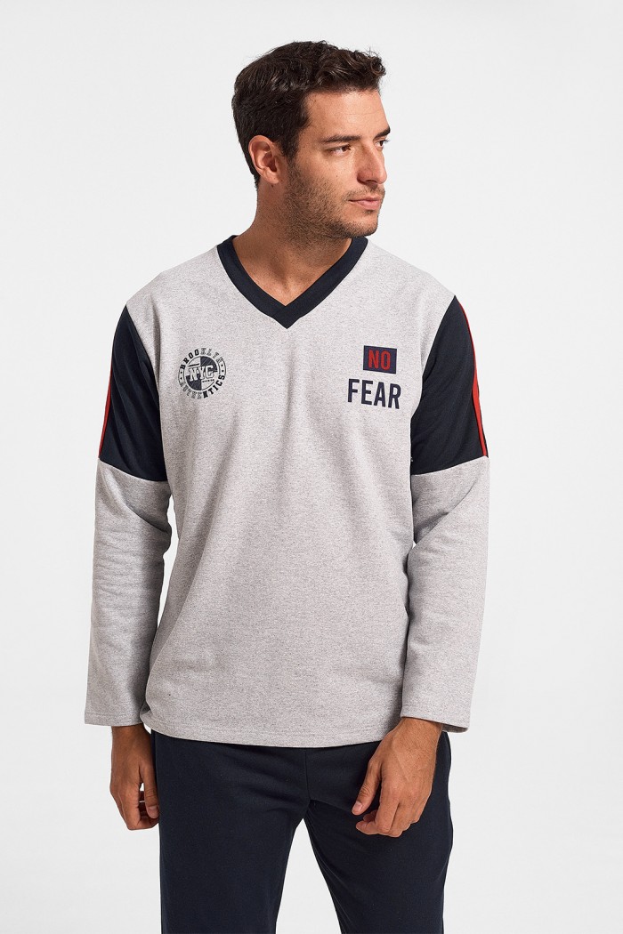 Herren Winterpyjama Bonne Nuit No Fear Grau