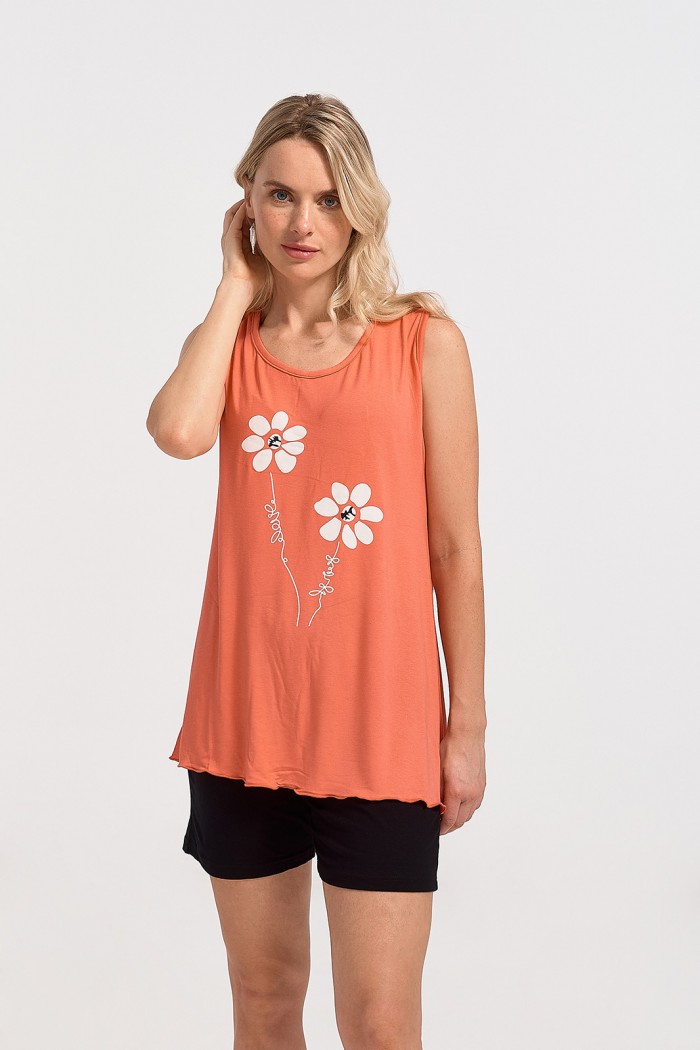 Pyjama Sommer Pyjama Damen CHERRY Corall Margarita 7218