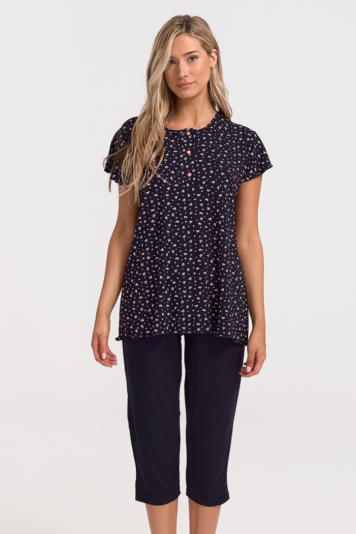 Sommer-Pyjama Pyjama Capri CHERRY NAVY 7204