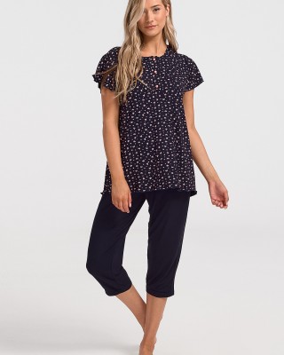Summer Pajama Pajama Capri CHERRY NAVY 7204