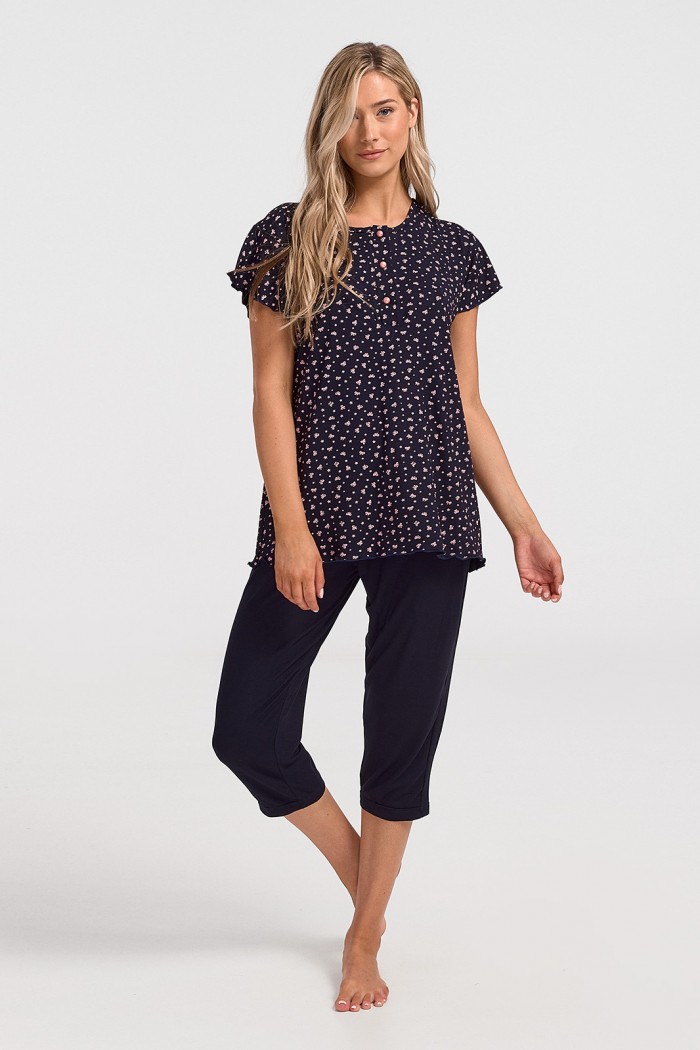 Sommer-Pyjama Pyjama Capri CHERRY NAVY 7204