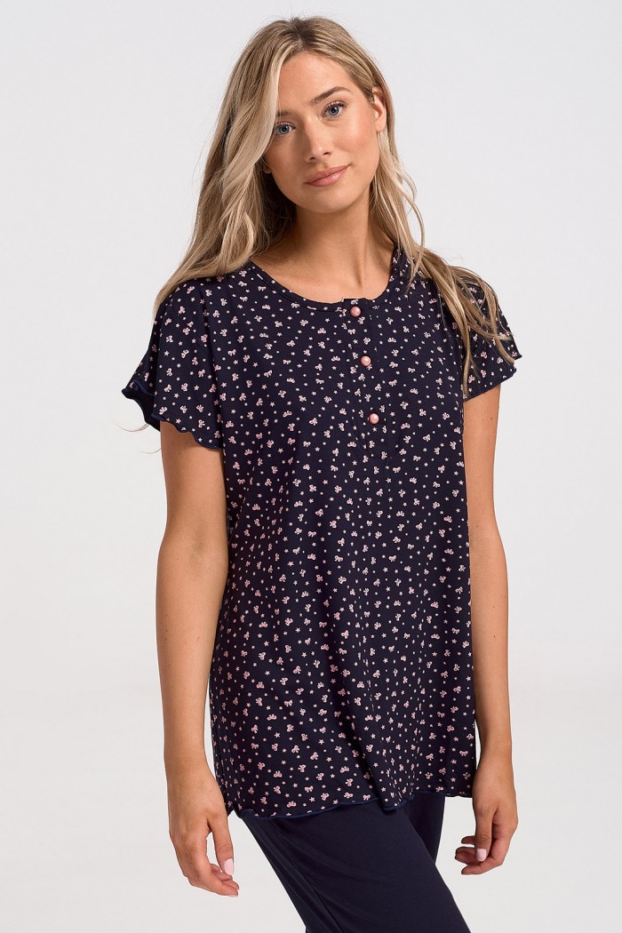 Sommer-Pyjama Pyjama Capri CHERRY NAVY 7204