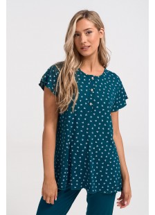 Sommer-Pyjama Pyjama Capri CHERRY PETROL 1120 Sommer-Pyjama Pyjama Capri CHERRY PETROL 1120