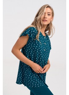 Sommer-Pyjama Pyjama Capri CHERRY PETROL 1120 Sommer-Pyjama Pyjama Capri CHERRY PETROL 1120