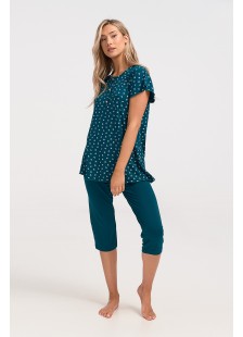 Sommer-Pyjama Pyjama Capri CHERRY PETROL 1120 Sommer-Pyjama Pyjama Capri CHERRY PETROL 1120