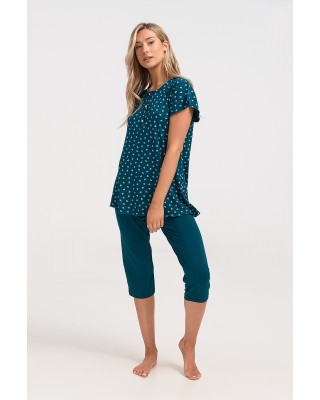 Summer Pajama Pajama Capri CHERRY PETROL 1120