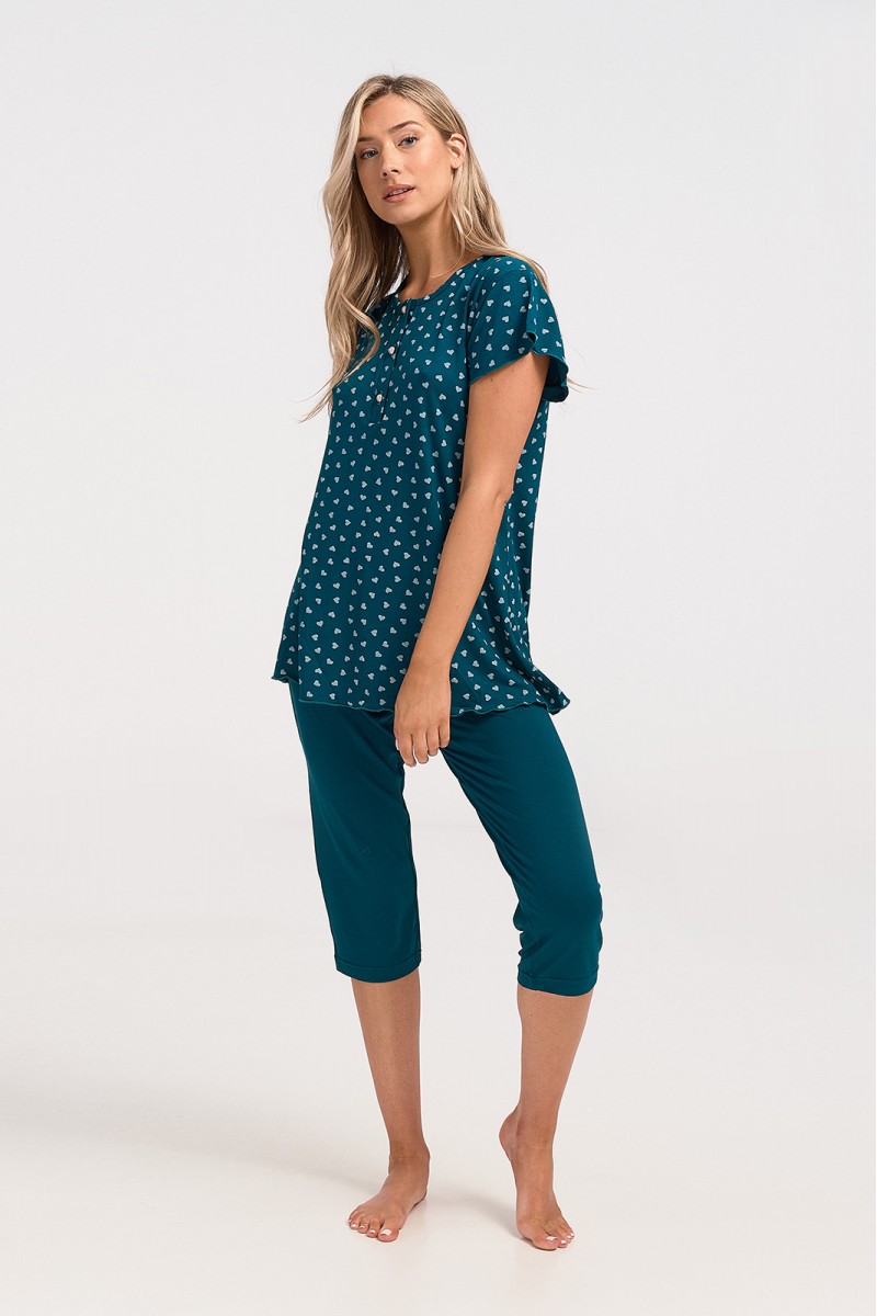 Sommer-Pyjama Pyjama Capri CHERRY PETROL 1120