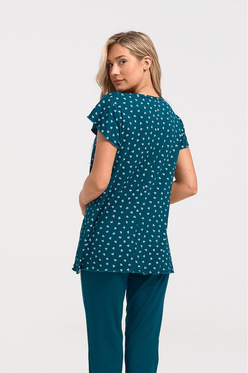 Sommer-Pyjama Pyjama Capri CHERRY PETROL 1120 Sommer-Pyjama Pyjama Capri CHERRY PETROL 1120