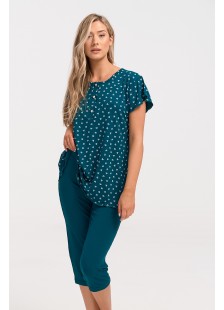 Sommer-Pyjama Pyjama Capri CHERRY PETROL 1120 Sommer-Pyjama Pyjama Capri CHERRY PETROL 1120