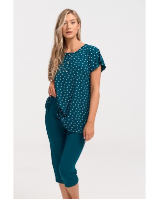 Summer Pajama Pajama Capri CHERRY PETROL 1120