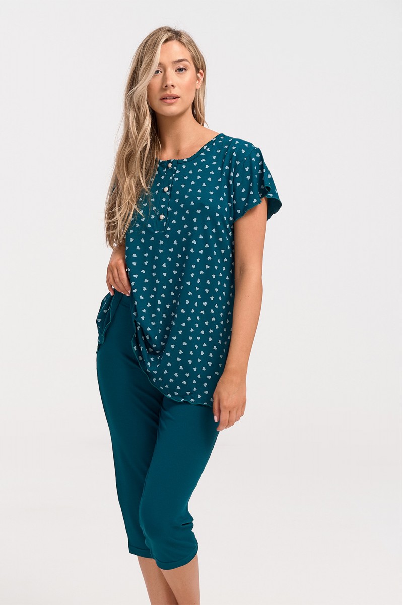 Sommer-Pyjama Pyjama Capri CHERRY PETROL 1120