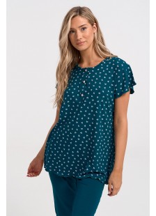 Sommer-Pyjama Pyjama Capri CHERRY PETROL 1120 Sommer-Pyjama Pyjama Capri CHERRY PETROL 1120