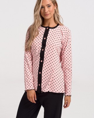 Classic CHERRY pajamas with button 10186 PINK