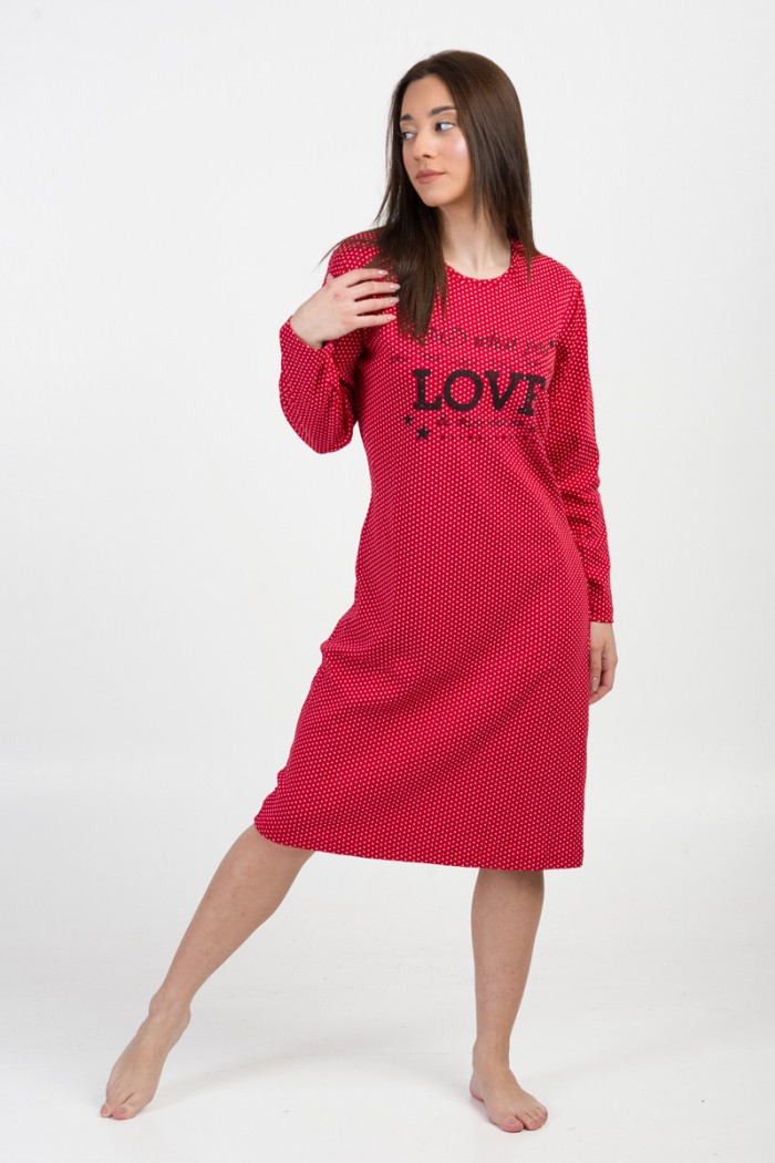 Langärmeliges Nachthemd CHERRY LOVE 10161 RED