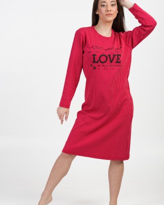 Long-sleeved nightgown CHERRY LOVE 10161 RED