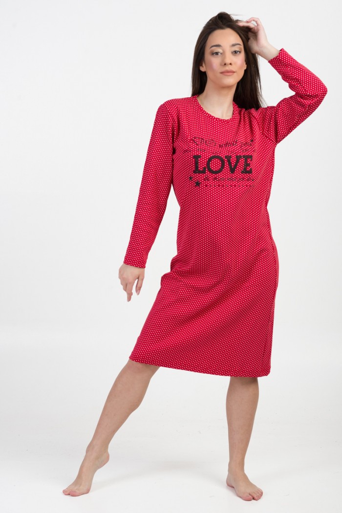 Langärmeliges Nachthemd CHERRY LOVE 10161 RED