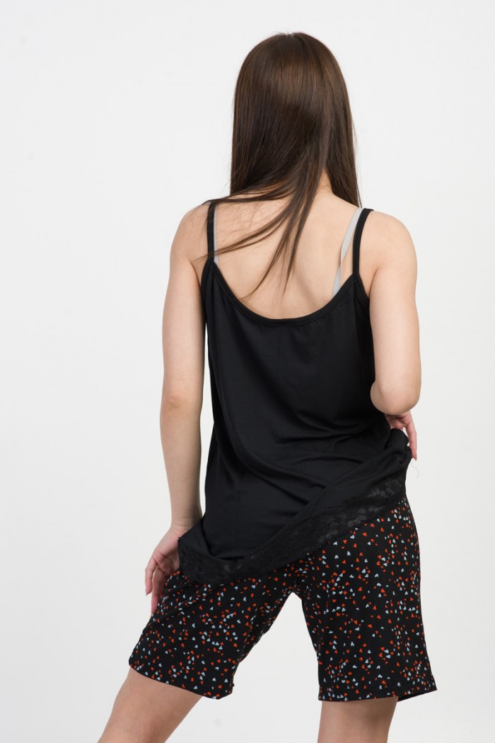 Summer Pajama CHERRY HEARTS 9220 BLACK