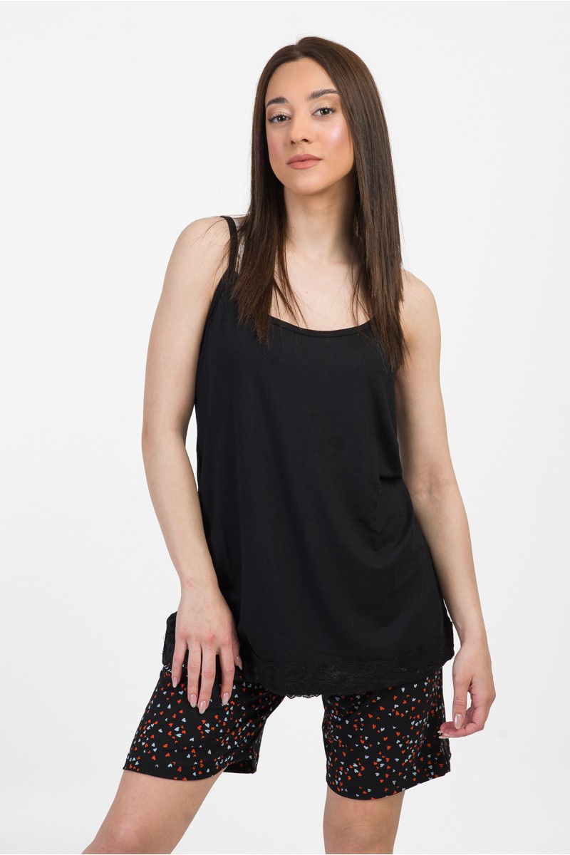 Summer Pajama CHERRY HEARTS 9220 BLACK Summer Pajama CHERRY HEARTS 9220 BLACK