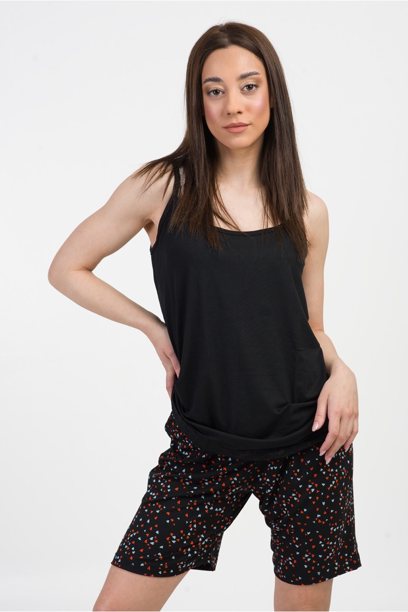 Summer Pajama CHERRY HEARTS 9220 BLACK Summer Pajama CHERRY HEARTS 9220 BLACK
