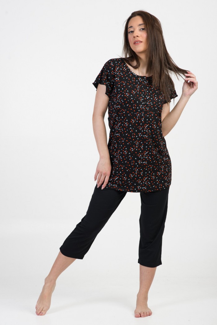 Summer Pajama CHERRY HEARTS 9225 BLACK