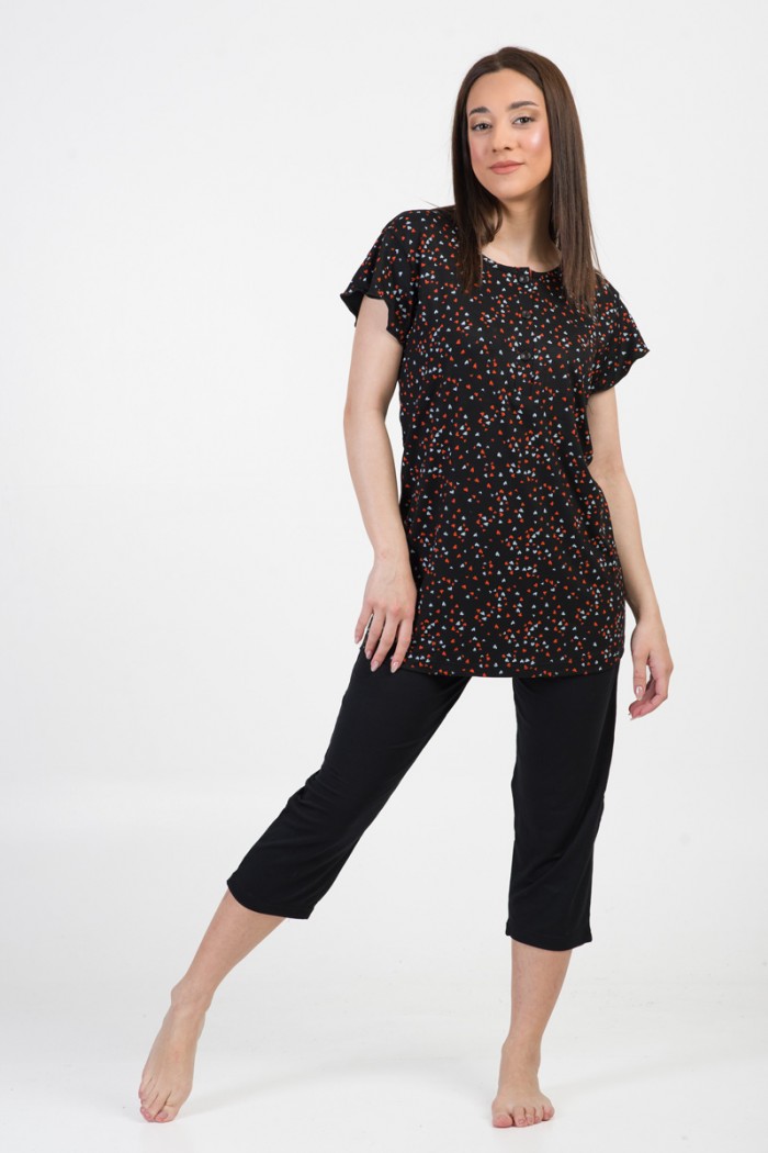 Summer Pajama CHERRY HEARTS 9225 BLACK