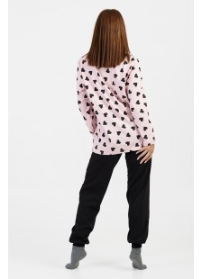 Damen Schlafanzug mit Gummizug CHERRY Black Hearts 10102 Damen Schlafanzug mit Gummizug CHERRY Black Hearts 10102