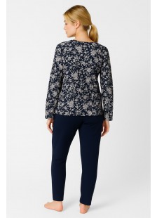 WINTERPYJAMA DAMEN KIRSCHE DRUCK 10127 DUNKELBLAU WINTERPYJAMA DAMEN KIRSCHE DRUCK 10127 DUNKELBLAU