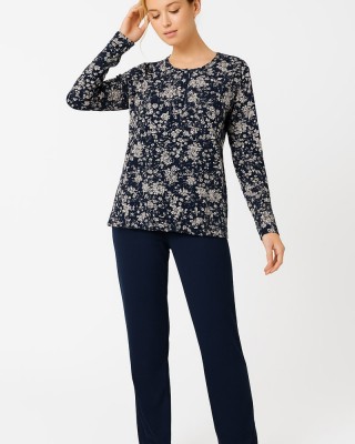 WINTER PAJAMA WOMEN'S CHERRY PRINT 10127 DARK BLUE