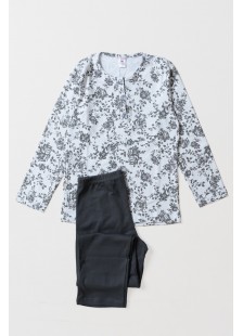 WINTERPYJAMA DAMEN KIRSCHE DRUCK 10127 ECRU WINTERPYJAMA DAMEN KIRSCHE DRUCK 10127 ECRU