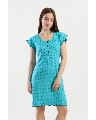Summer short-sleeved nightgown CHERRY 206 Petrol
