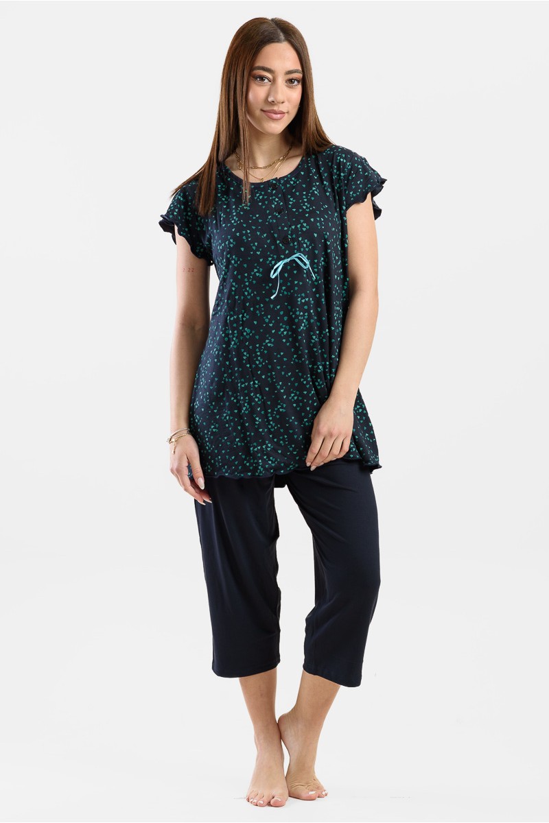 Sommer-Pyjama Pyjama Capri CHERRY 213 BLUE DROPS Sommer-Pyjama Pyjama Capri CHERRY 213 BLUE DROPS