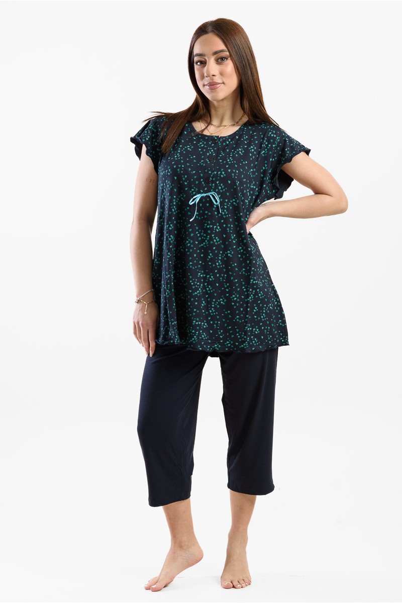 Sommer-Pyjama Pyjama Capri CHERRY 213 BLUE DROPS Sommer-Pyjama Pyjama Capri CHERRY 213 BLUE DROPS