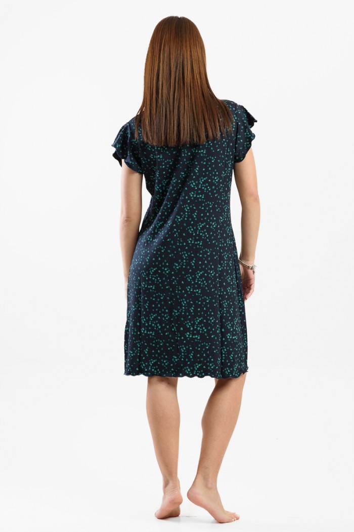 Summer short-sleeved nightgown CHERRY 214 BLUE BLUE